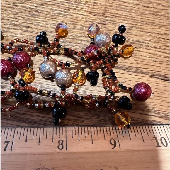Gorgeous Handcrafted Brown Tone Glass & Gemstone Beaded Necklace & Mesh Bracelet - Picture 7 of 12